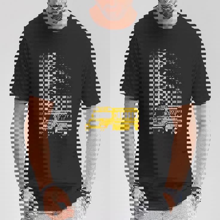 スクールバスドライバー アメリカ国旗 スクールバスドライバー用 Tシャツ 面白い贈り物