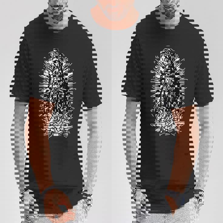 スケルトン メアリー チカーノ X バラ トラディショナル タトゥー フラッシュ Tシャツ 面白い贈り物