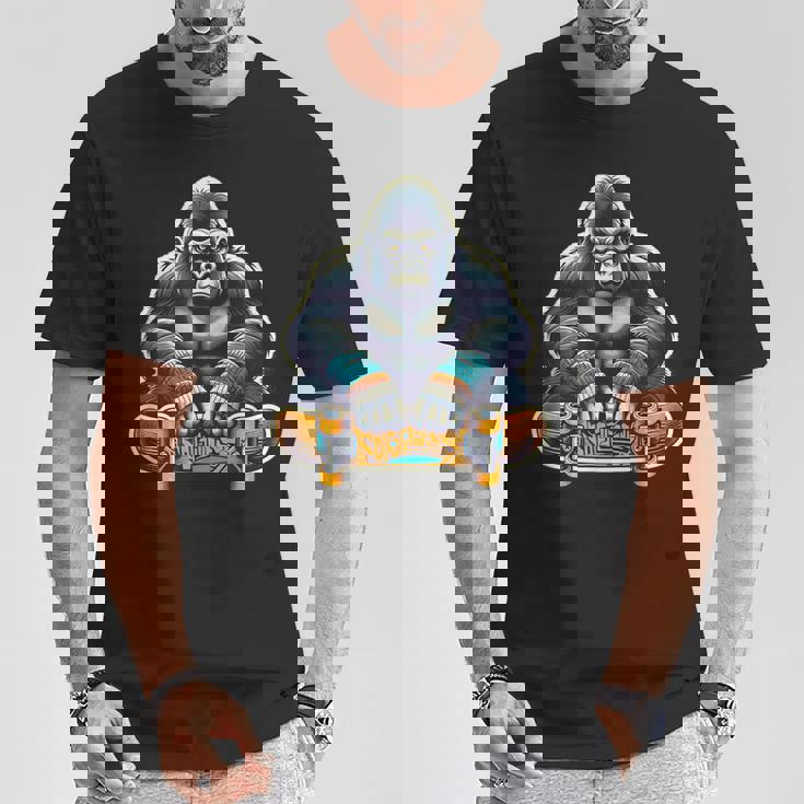 スケートボード ゴリラ L1 Tシャツ 面白い贈り物