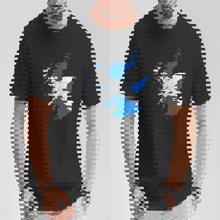 スコットランドの地図と旗の胸のロゴ スコットランドのお土産 Tシャツ 面白い贈り物