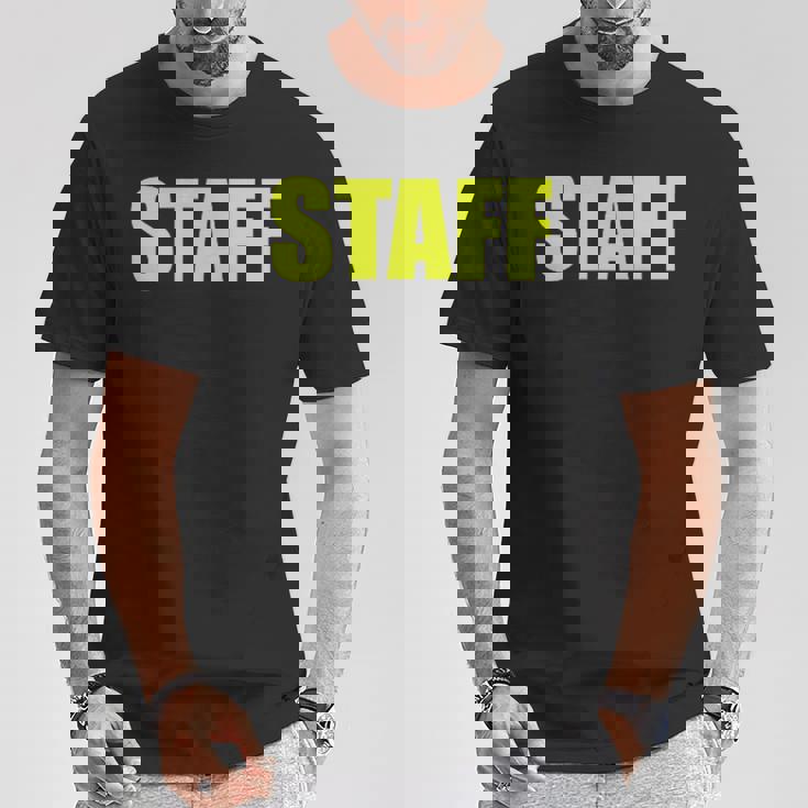 スタッフ社員 イベントスタッフ表裏 黄文字 Tシャツ 面白い贈り物