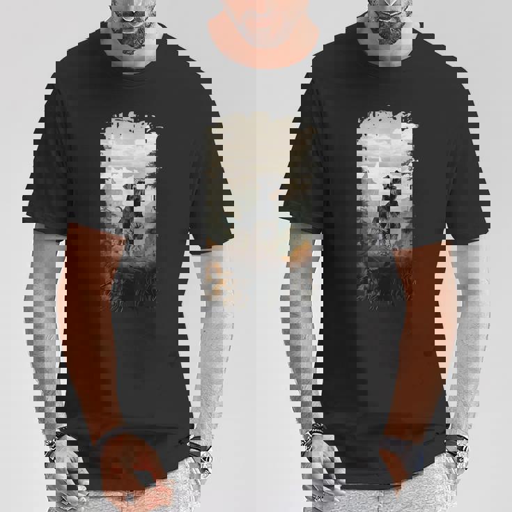 スタンダード シュナウザー マウンテン 肉球デザイン 犬 お母さん お父さん Tシャツ 面白い贈り物