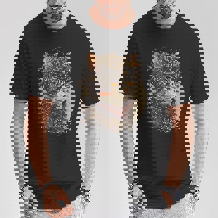 スチームパンク 猫 キティ 子猫 スチームパンク Tシャツ 面白い贈り物