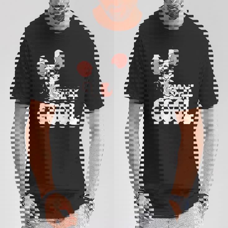 ステイ クール オーサム マウス ウェアリング サングラス 動物 ネズミ Tシャツ 面白い贈り物