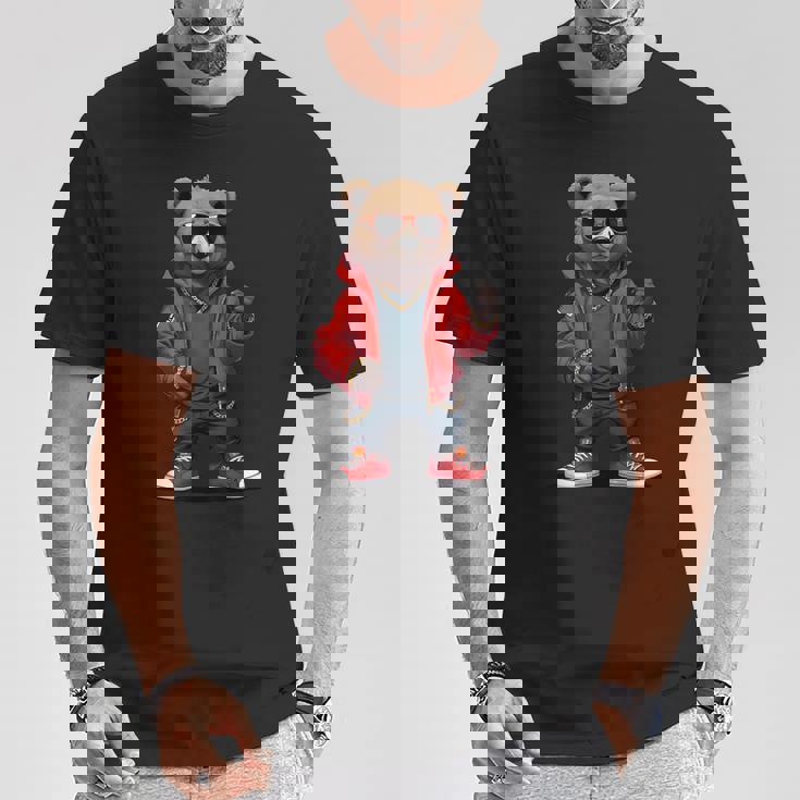 ストリートウェア ヒップホップ ラップ ラッパー ベア クール アーバン グラフィック Tシャツ 面白い贈り物