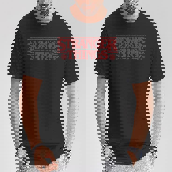 ストレンジャー・シングス クリスマスロゴ アグリークリスマス スノーフレーク柄 Tシャツ 面白い贈り物