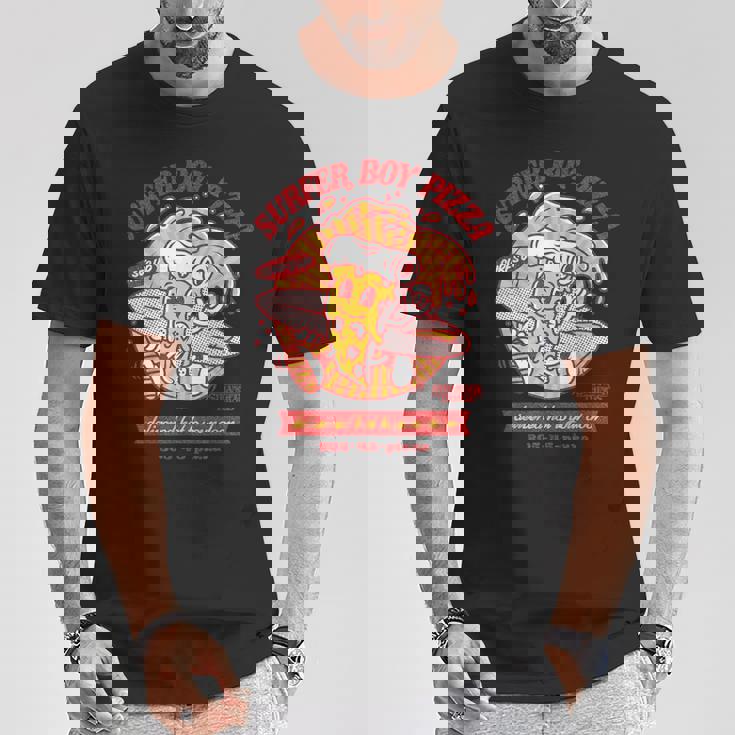 ストレンジャー・シングス サーファーボーイ ピザ広告 ホットデリバリー ヴィンテージ Tシャツ 面白い贈り物