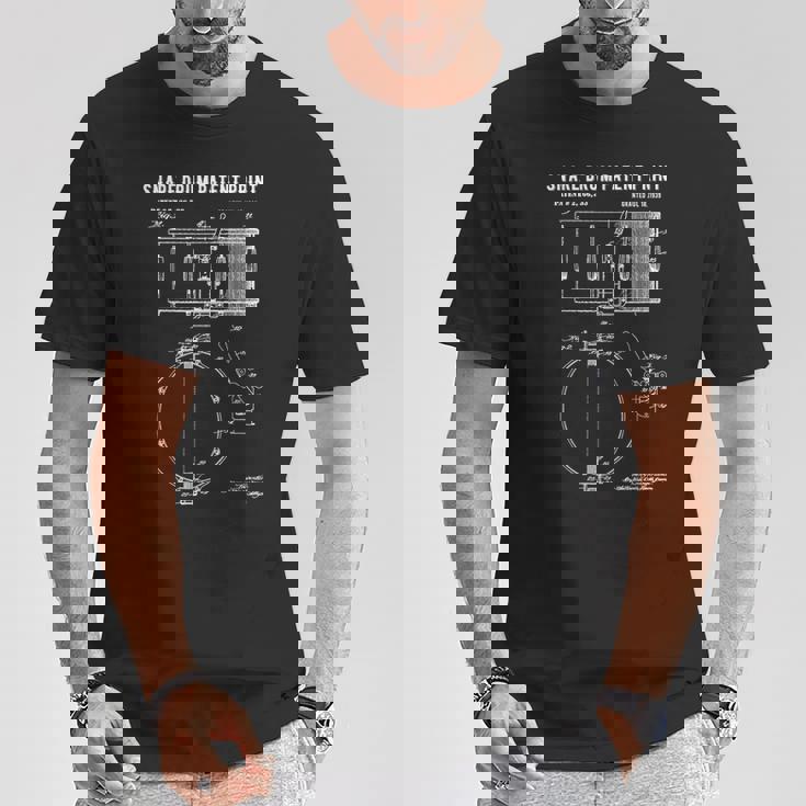 スネアドラム特許プリント 1939年 ビンテージ特許ミュージックアート Tシャツ 面白い贈り物