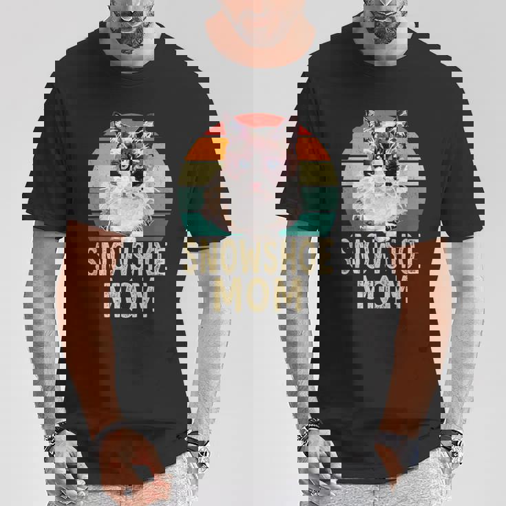 スノーシュー 猫 ママ レトロ ヴィンテージ 面白い I Love My Cat Tシャツ 面白い贈り物