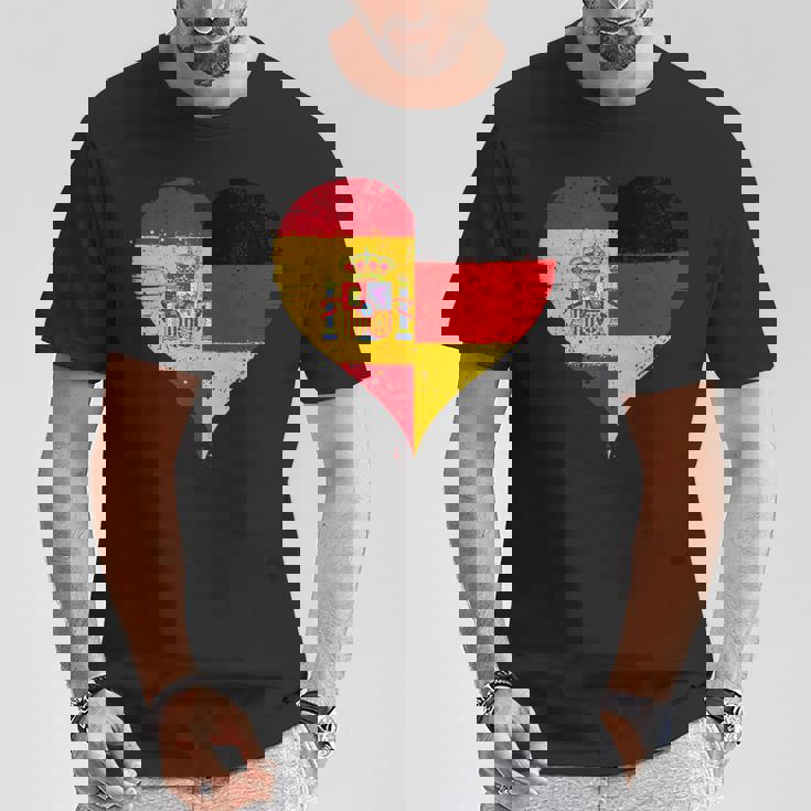 スペインとドイツのハーフaのかっこいい国旗 スペイン ドイツの国旗 Pain German Flag Tシャツ 面白い贈り物