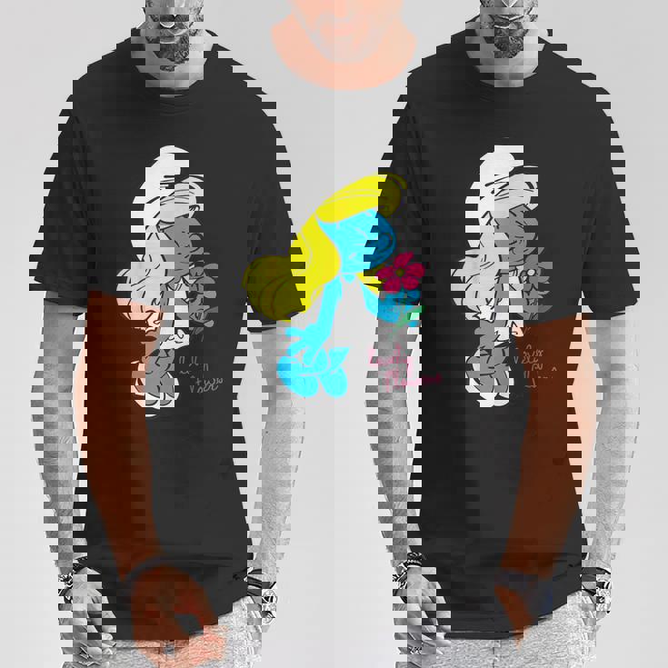 スマーフ スマーフェット キャラクター 花 咲く スマーフィー ファン Tシャツ 面白い贈り物