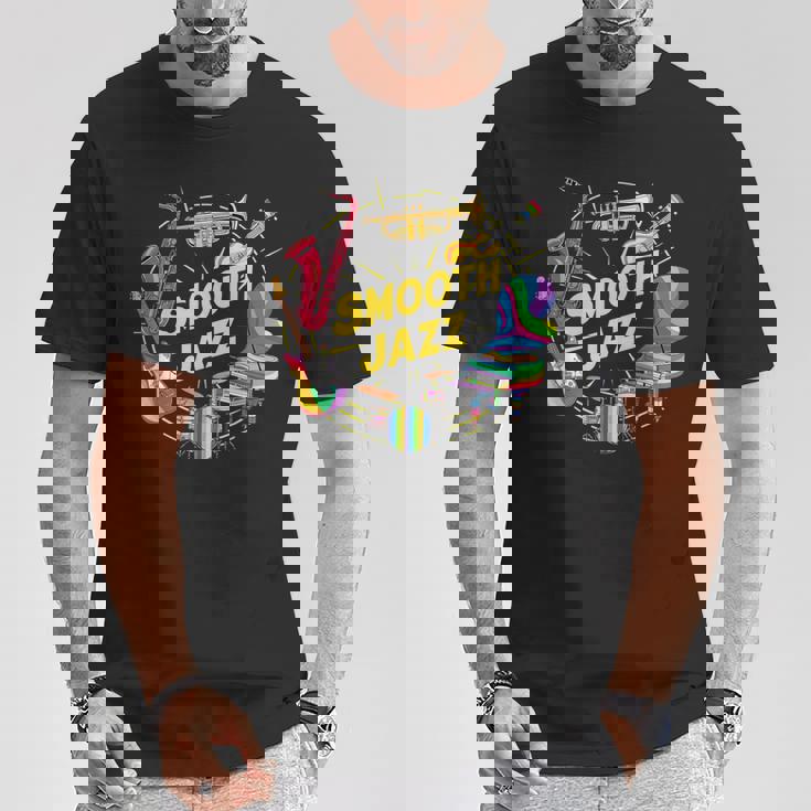 スムースジャズ カラフル 楽器 アート Tシャツ 面白い贈り物