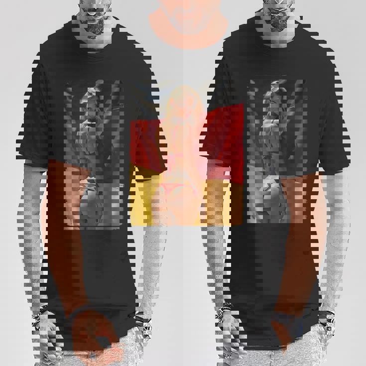 セクシーガールグラフィックtシャツ 「セクシーピンナップガール&ドイツ国旗」 Tシャツ 面白い贈り物