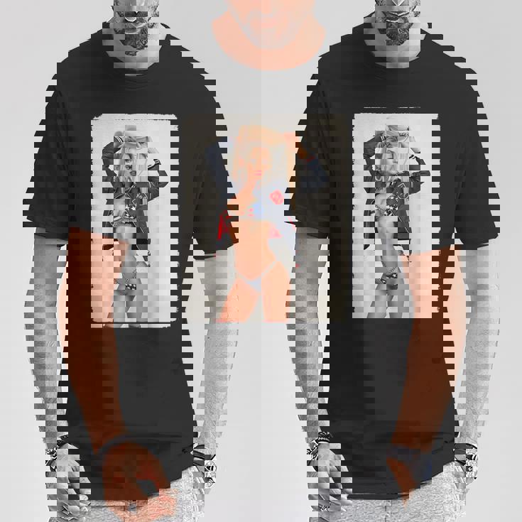 セクシーガールグラフィックtシャツ ブロンドボンシェルビキニピンナップガール Tシャツ 面白い贈り物