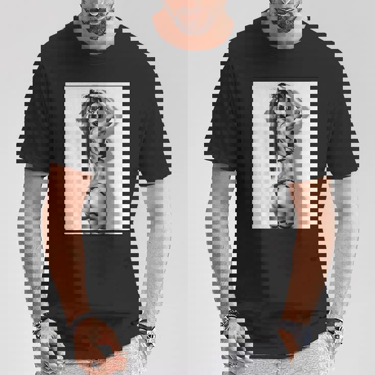 セクシーガールグラフィックtシャツ セクシーブルネットブーティーガール 3インチ B&W Tシャツ 面白い贈り物