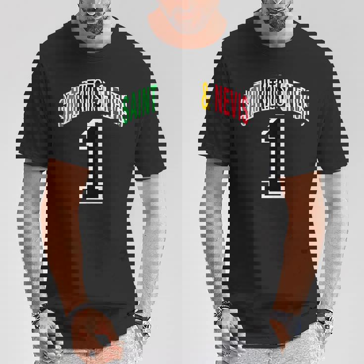 セントクリストファーネイビス 国旗 1 Tシャツ 面白い贈り物