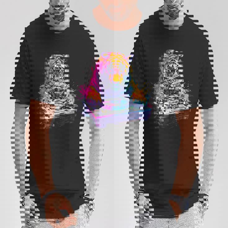 タイガーミュージック Dj ターンテーブル Dj タイガーテクノ ダンスクラブ ハウス Tシャツ 面白い贈り物