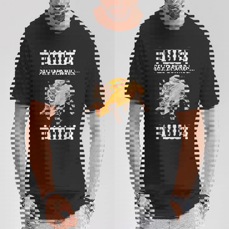 タコキャットは後ろ向きに綴られたタコキャット 愛猫とタコス Tシャツ 面白い贈り物