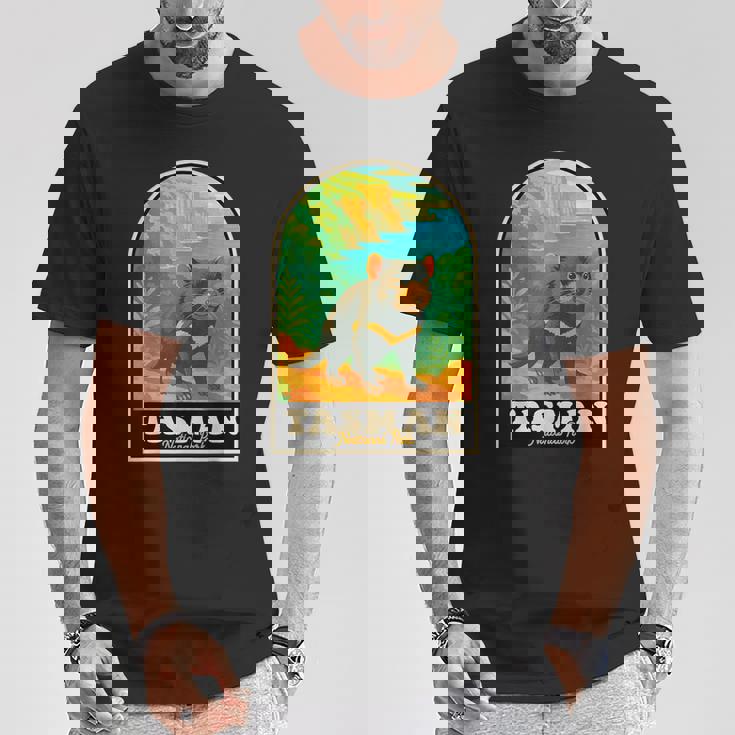 タスマン国立公園 ヴィンテージ タスマニアデビルアート Tシャツ 面白い贈り物