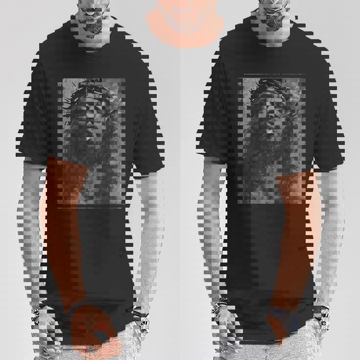 タバコを吸うクールなイエス・キリスト、反抗的なイエス・キリスト Tシャツ 面白い贈り物