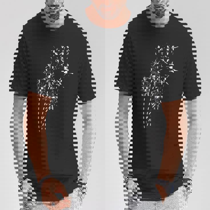 タンポポ バトントワラーの花、花のバトントワリング ツリー Tシャツ 面白い贈り物