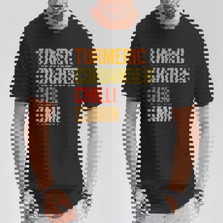 ターメリック コリアンダーチリクミン カレー Tシャツ 面白い贈り物