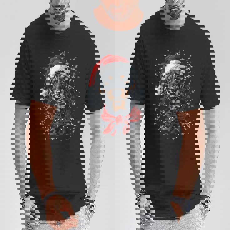 ダックスフント ウィーナー 犬 サンタ 帽子 面白い かわいい クリスマス Tシャツ 面白い贈り物