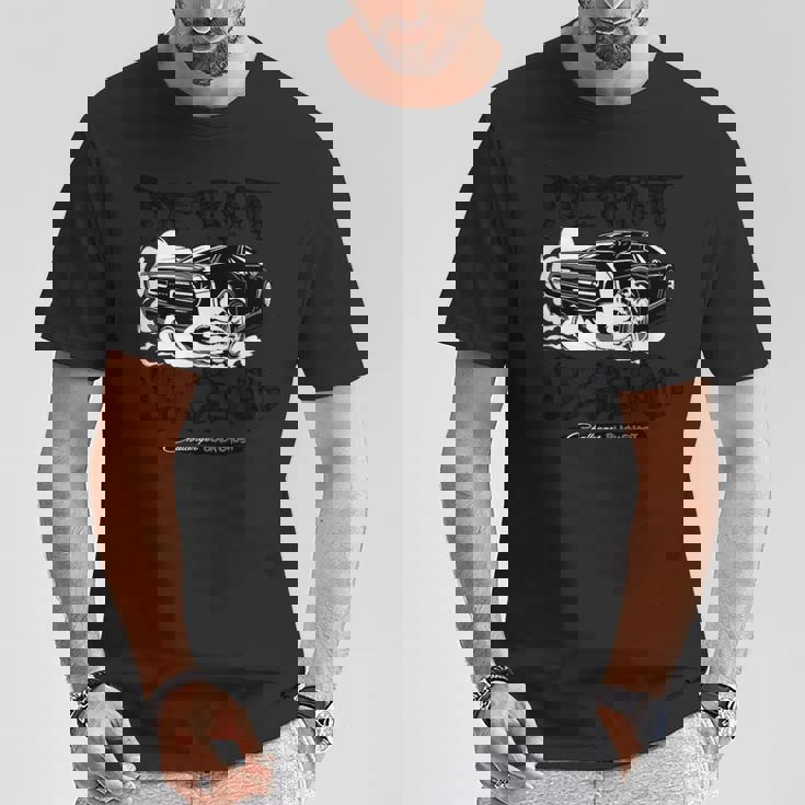 ダッジ・チャレンジャー・ブラック・ゴースト、デトロイト・レジェンド Tシャツ 面白い贈り物