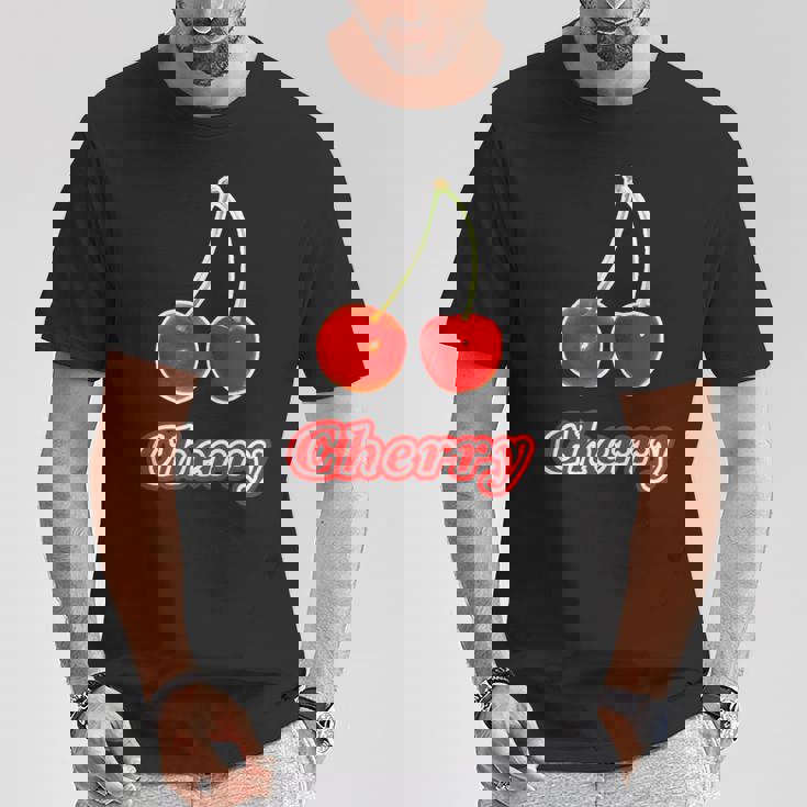 チェリー Cherry さくらんぼ 『フルーツ ポップ』果物 リアル レトロ 面白い イラスト Tシャツ 面白い贈り物