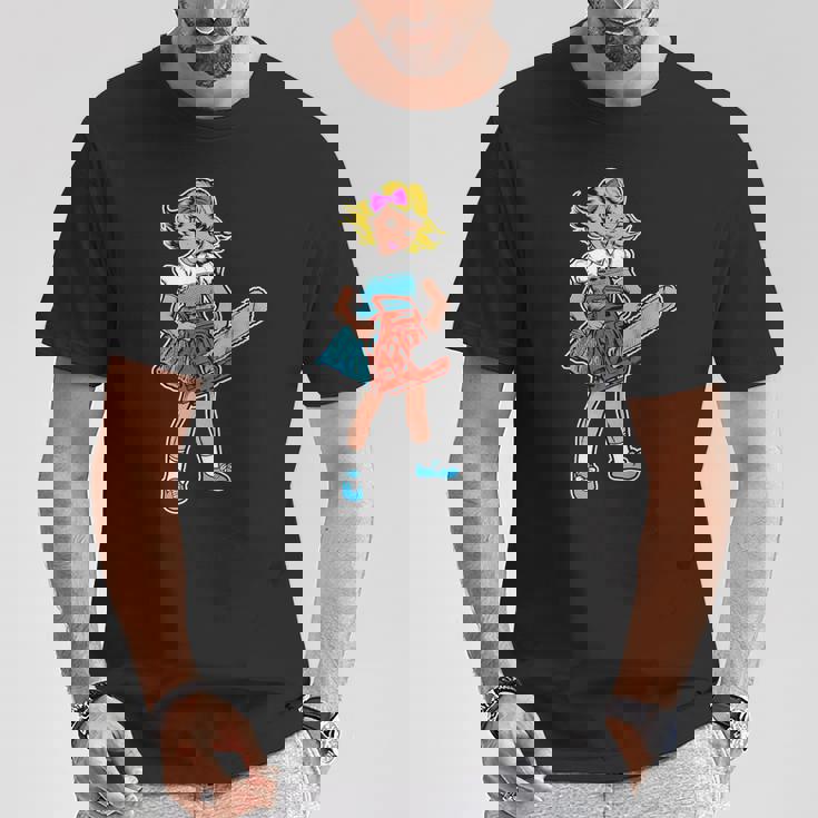 チェーンソー ガール ゴス パンク エモ レトロ ヴィンテージ ホラー 映画ファン Tシャツ 面白い贈り物