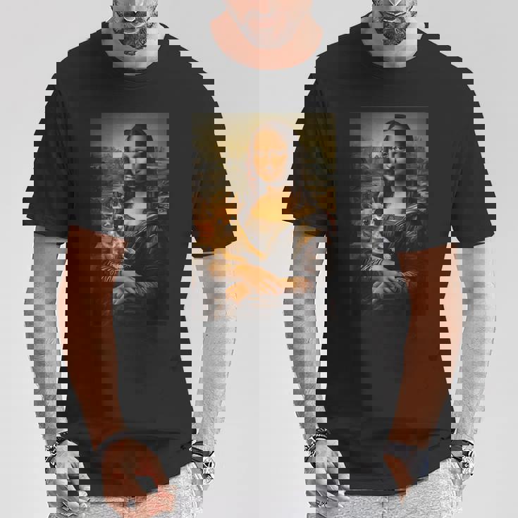 チワワ モナリザ 絵画 アート 犬 ママ お父さん Tシャツ 面白い贈り物