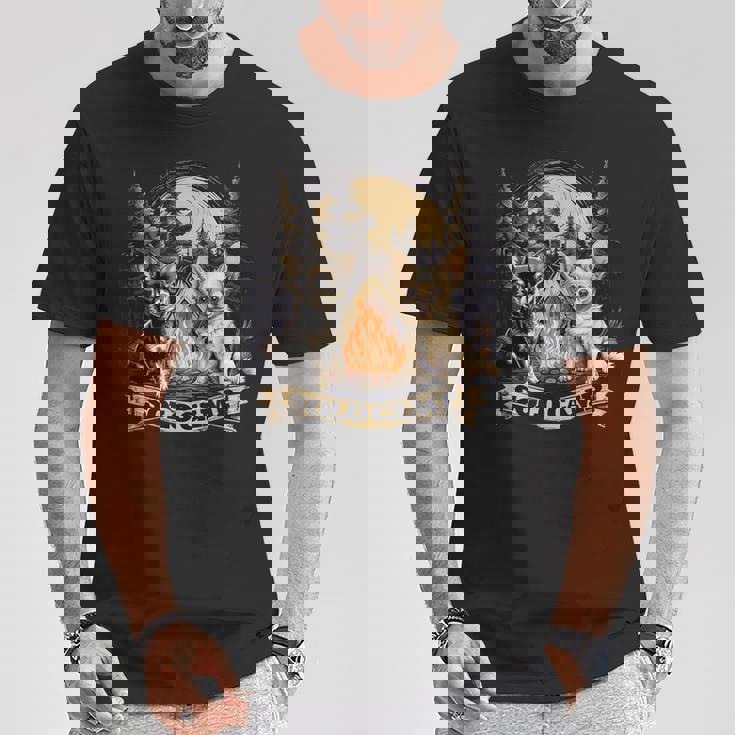 チワワ 面白いtシャツ 犬 キャンプ かわいい メンズ 子供 おもしろ 服 グッズ ネタ ソロキャンプ Tシャツ 面白い贈り物