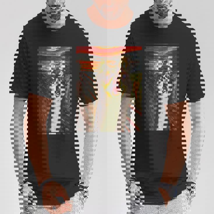 チワワ 面白いtシャツ 犬 ムンクの叫び かわいい メンズ 子供 おもしろ 服 グッズ ネタ わんこ Tシャツ 面白い贈り物