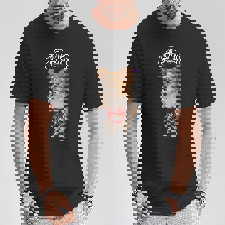 チワワ犬 ムエタイ キックボクシングチャンピオン Tシャツ 面白い贈り物