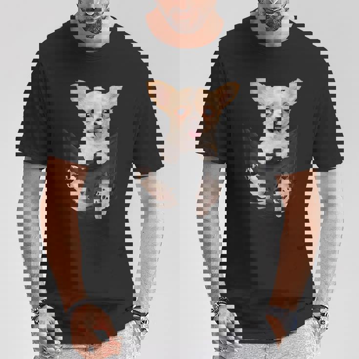 チワワ犬愛好家のためのポケットに入った面白いチワワ犬。 Tシャツ 面白い贈り物