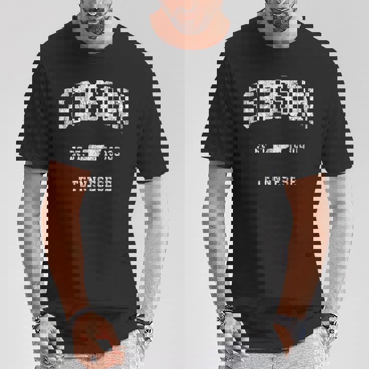 テネシー州ギブソン ビンテージ アスレチック スポーツデザイン Tシャツ 面白い贈り物