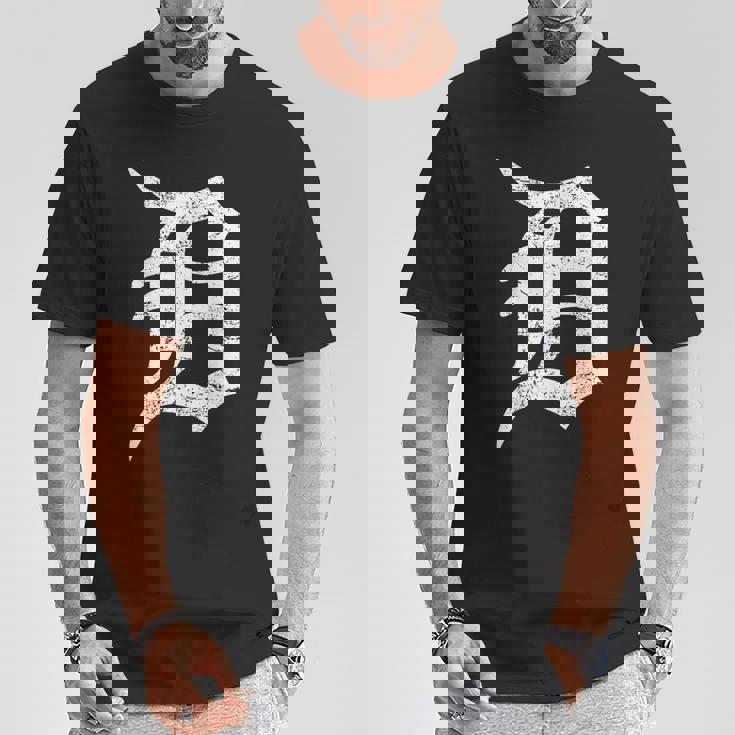 デトロイトグラフィック D ディストレスト グランジ モーターシティ Tシャツ 面白い贈り物