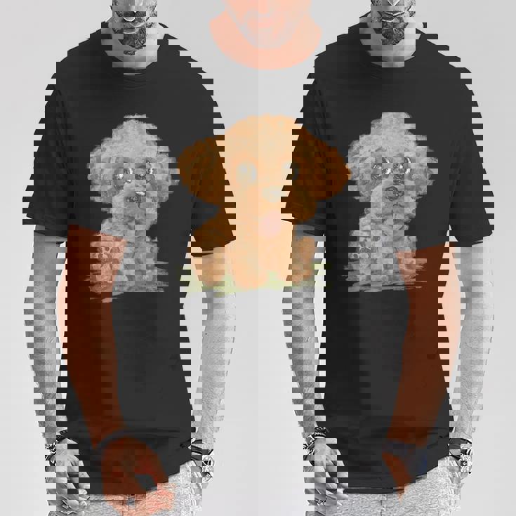 トイプードル かわいい いぬ 子犬 ペット おもしろ 動物 イラスト Tシャツ 面白い贈り物