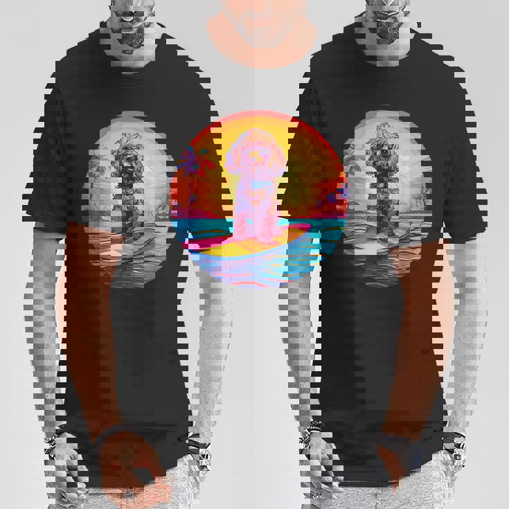 トイプードル サーフィン ファニー ドッグ ビーチ Tシャツ 面白い贈り物