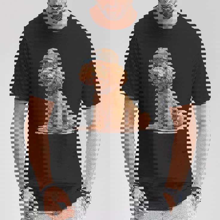 トイプードル 水彩 犬 野球帽 Tシャツ 面白い贈り物