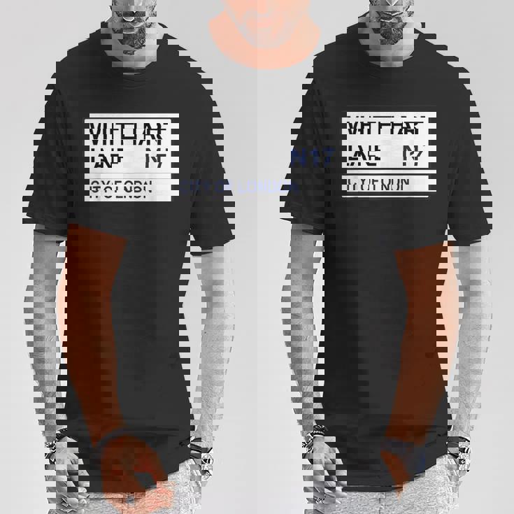 トッテナム フットボールチーム ホワイト ハートレーン ストリートサイン Tシャツ 面白い贈り物