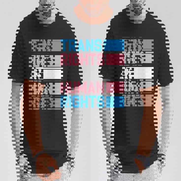 トランスライツは人権トランスジェンダープライドフラッグ Tシャツ 面白い贈り物