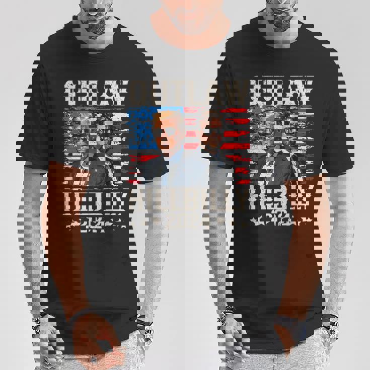 トランプ・ヴァンス'24 アウトロー・ヒルビリーアメリカ国旗ヴィンテージ Tシャツ 面白い贈り物