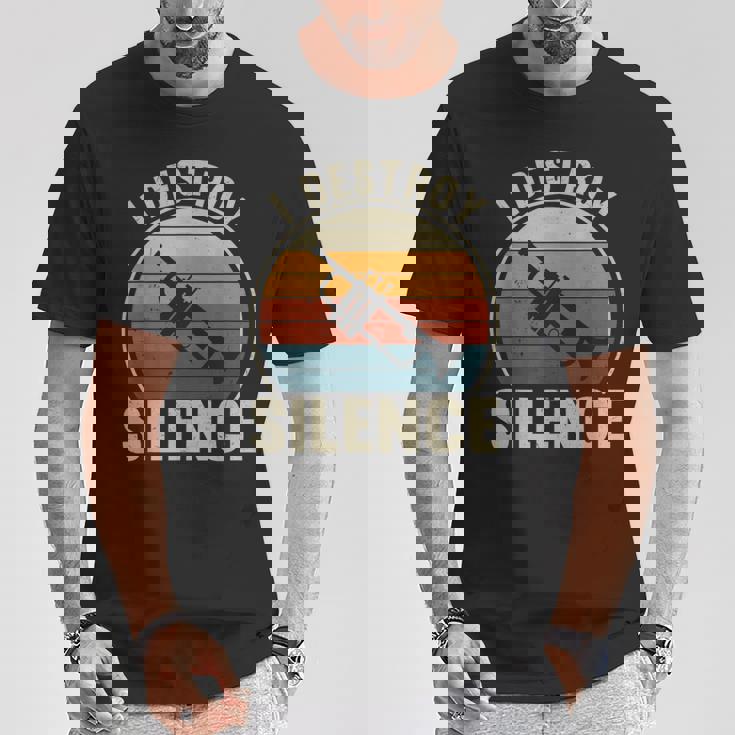 トランペット奏者 I Destroyilence Recto Trumpet Lovers Tシャツ 面白い贈り物