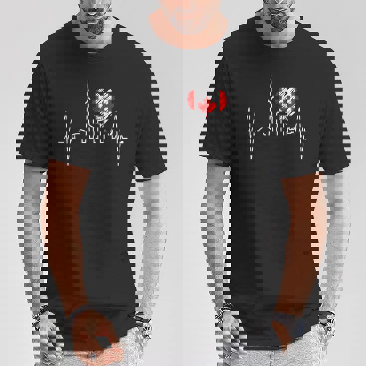 トロント スカイライン ハートビート カナダ国旗 男性用 女性用 カナダ Tシャツ 面白い贈り物