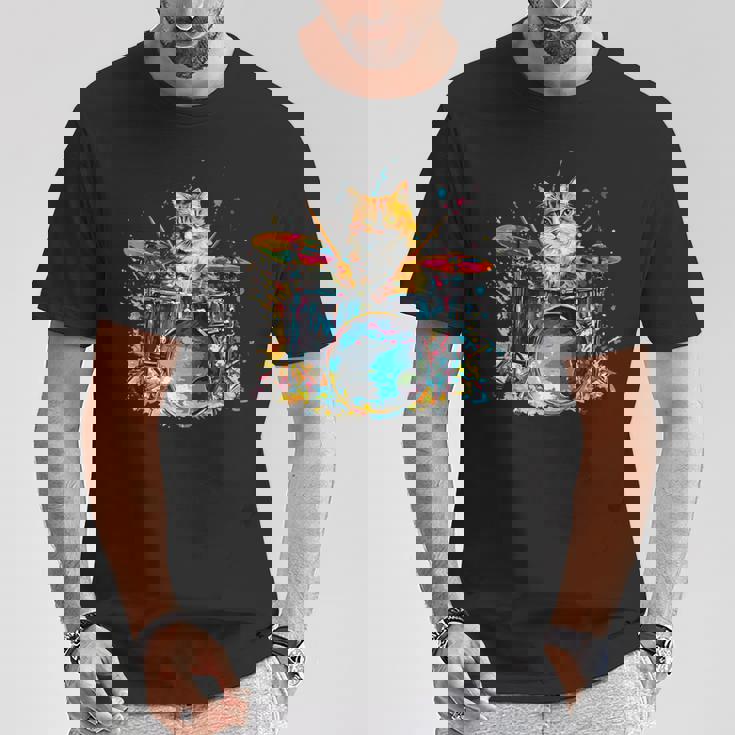 ドラマーの猫猫とドラム Tシャツ 面白い贈り物