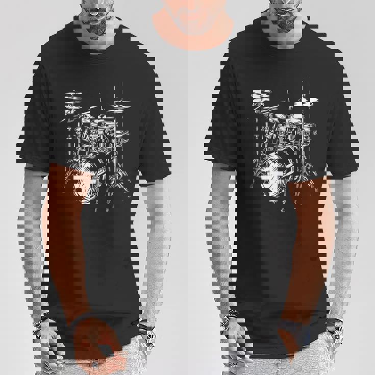 ドラムセットの図面 電子ドラム Tシャツ 面白い贈り物