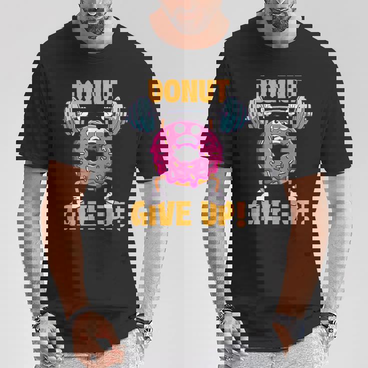 ドーナツギブアップ ワークアウト ジム ウェイトリフティング ボディービル Tシャツ 面白い贈り物