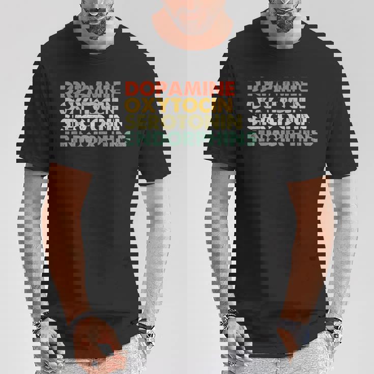 ドーパミン オキシトシン セロトニン エンドルフィン ハッピーホルモン Tシャツ 面白い贈り物