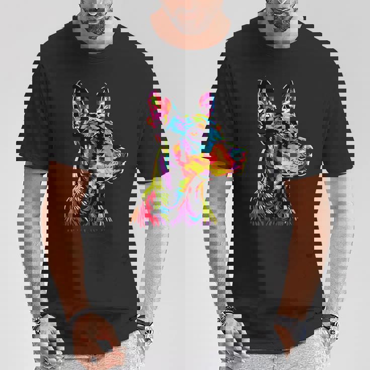 ドーベルマン ドッグ カラフル ポップアート 犬 誇り ドーベルマン Tシャツ 面白い贈り物